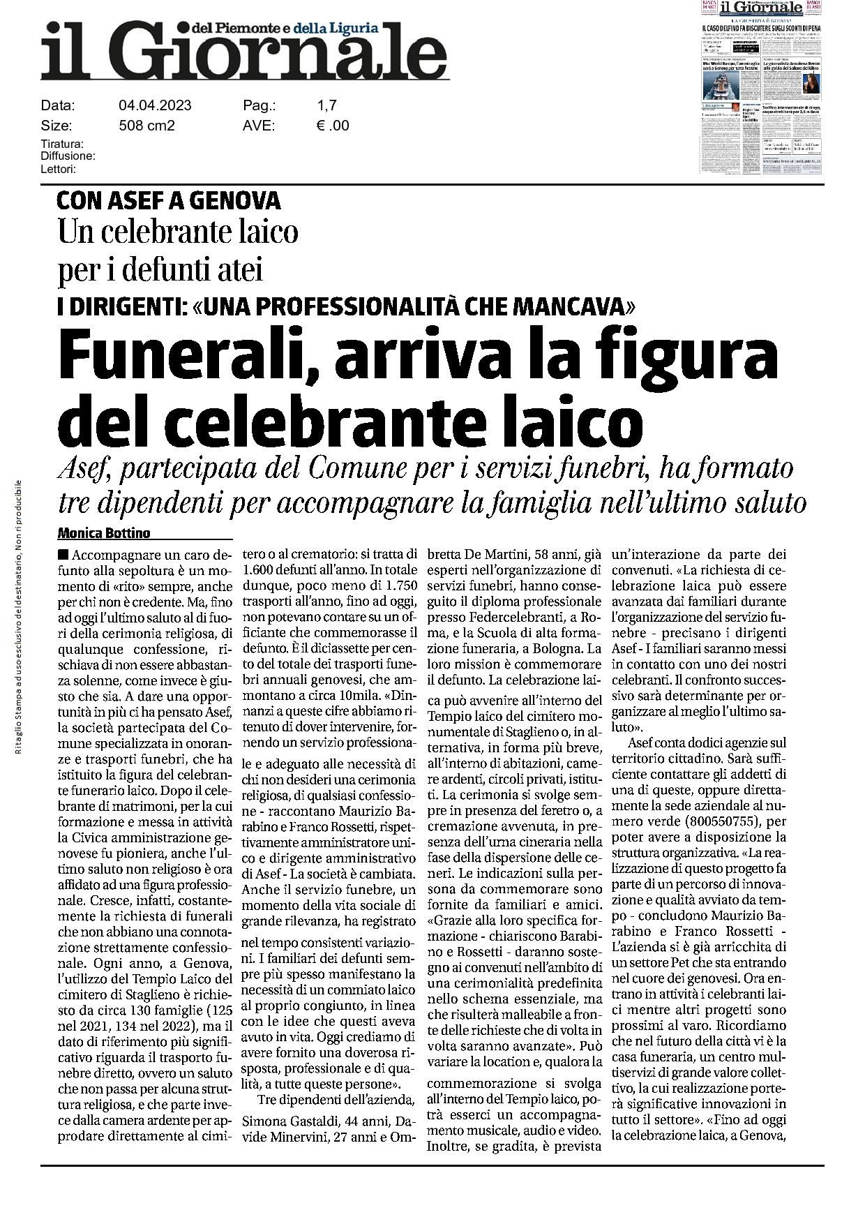 Articolo uscito sul Giornale