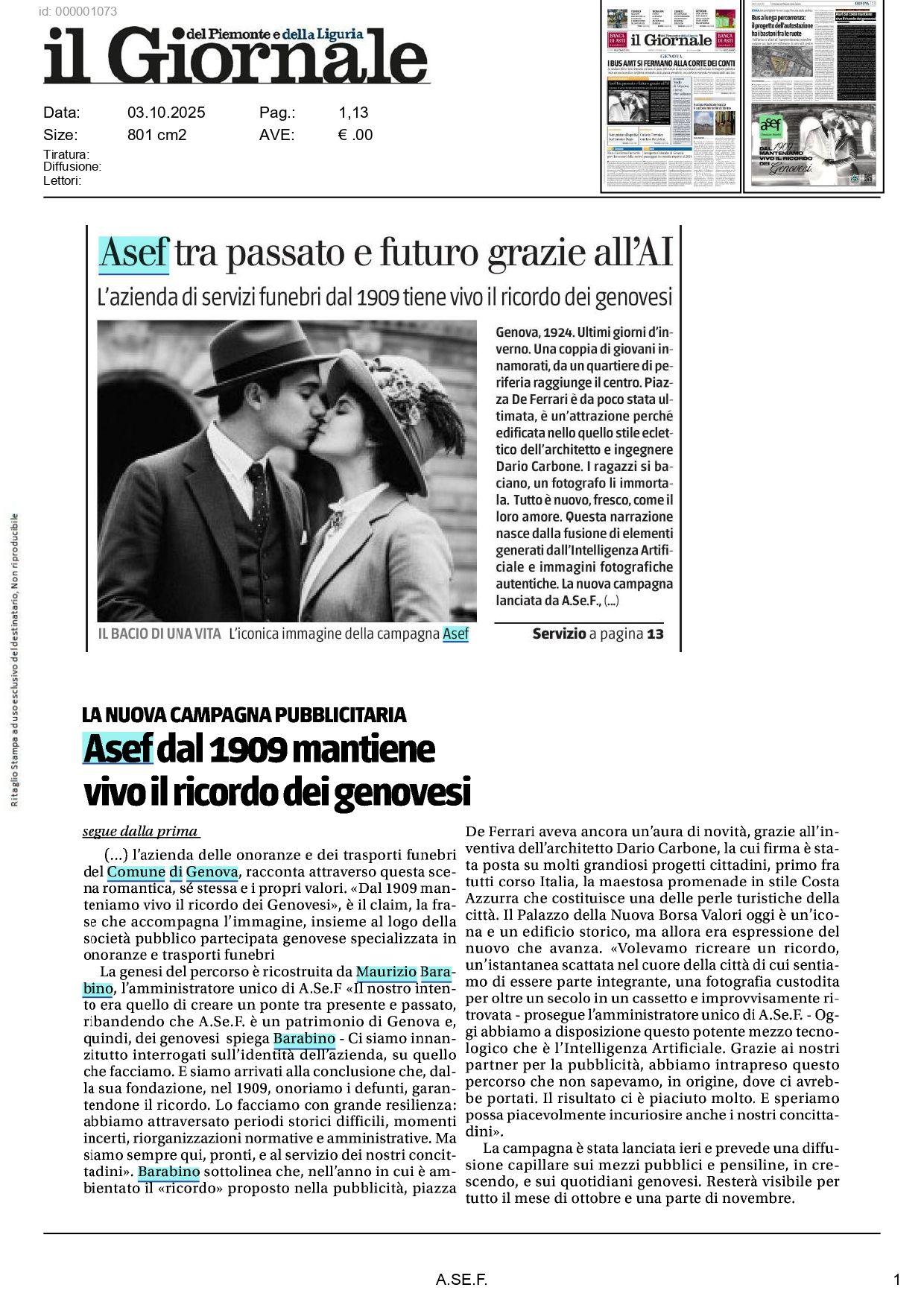 Campagna Pubblicitaria A.Se.F. ... dal 1909