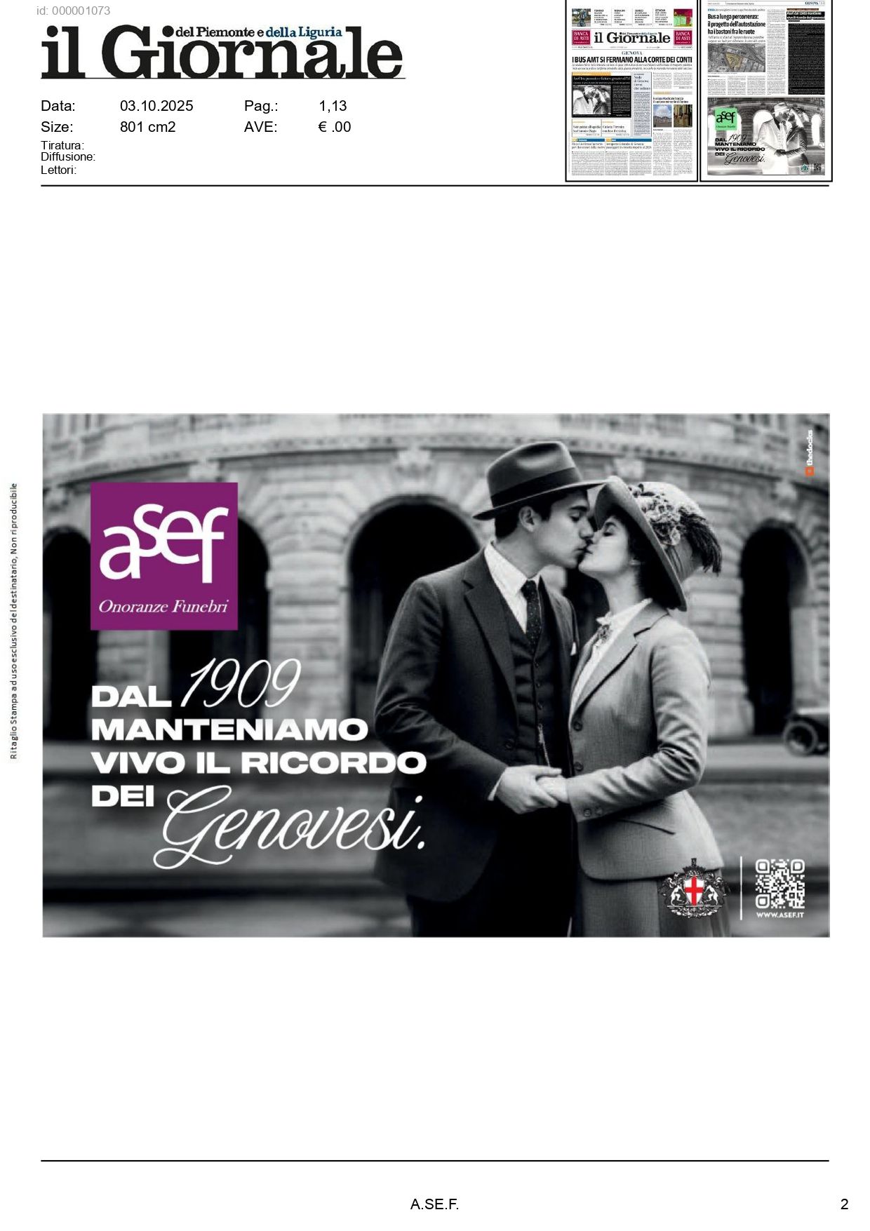 Campagna Pubblicitaria A.Se.F. ... dal 1909