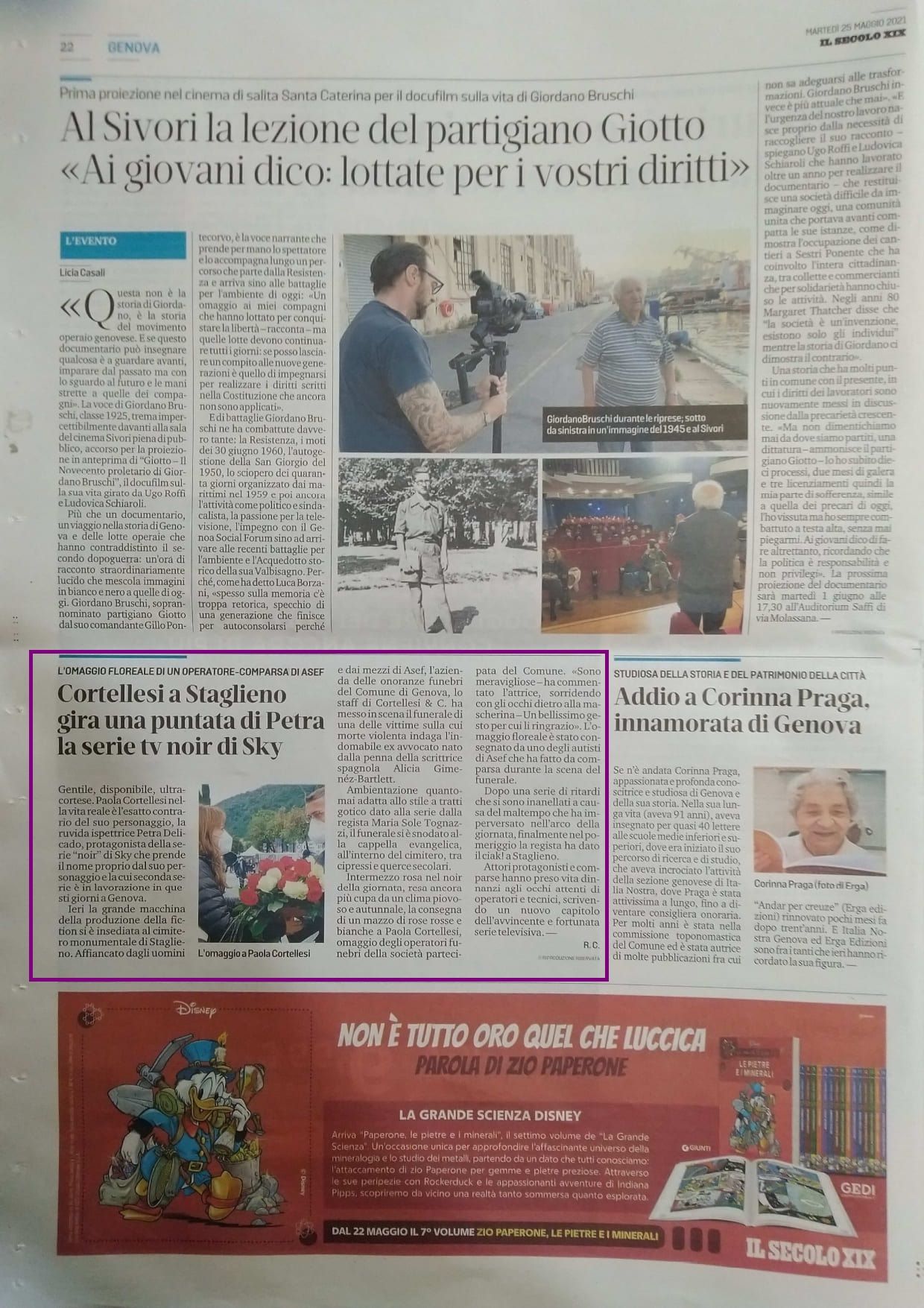 Articolo sul Secolo XIX